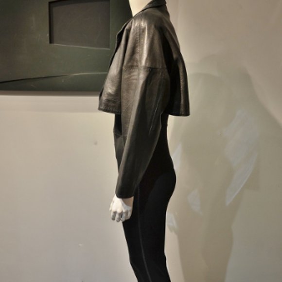 AZZEDINE ALAÏA BLACK LEATHER SKINNY SKIRT SUIT - Picture 5 of 10